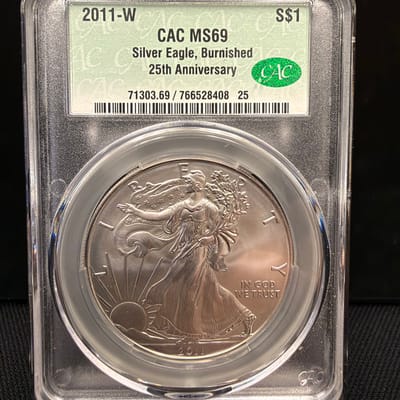 2011-W Silver Eagle Burnished CAC MS69