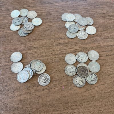 Lot of 10 Random US 1934-1964 90% Silver Quarters. - additional view