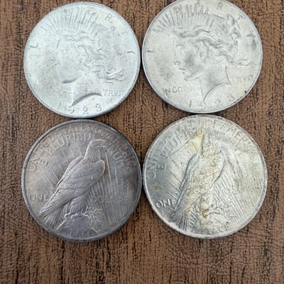 Lot of 4 Random Peace Silver Dollars 1923-1925
