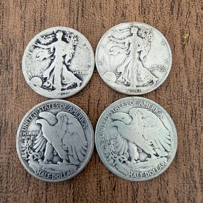 Lot of 4 US Walking Liberty half dollar .9 Silver