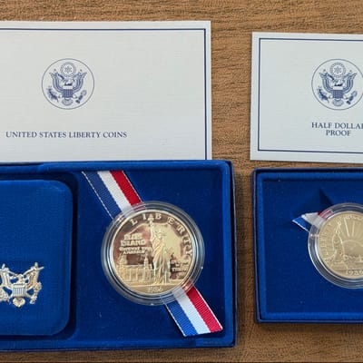 1986 Liberty Coin Silver Dollar and Half Dollar