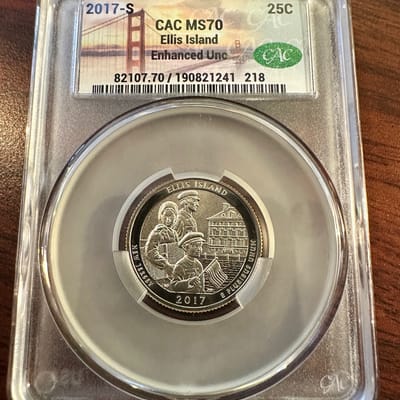 2017-S CAC MS70 Ellis Island Enhanced Unc
