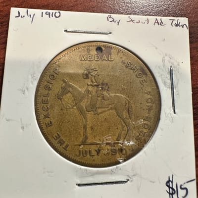 Scouting Medal Coin July 1910 The Excelsior Medal