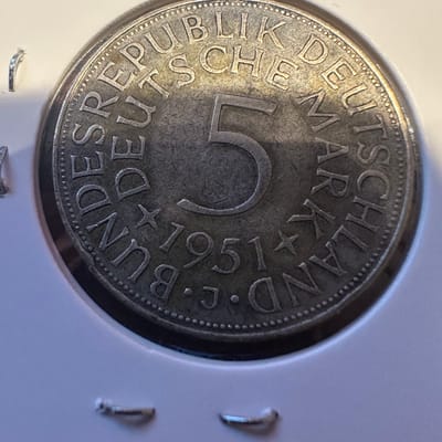 1951-J Germany 5 Deutsche Mark .625 Silver - additional view