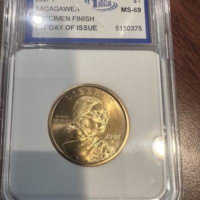 2007 P Sacagawea Specimen Finish 1st Day of Issue