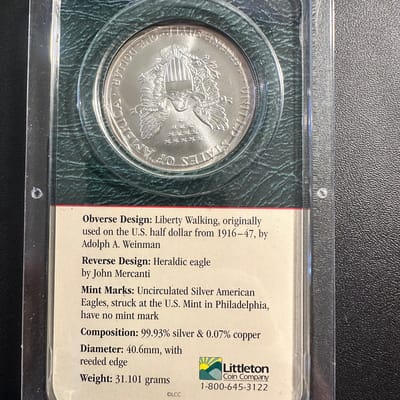 2000 Silver American Eagle Uncirculated - additional view