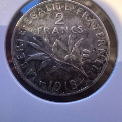 1919 France 2 Francs .835 Silver - additional view