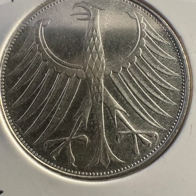 1973 German 5 Deutsche Mark Unc .625 Silver - additional view