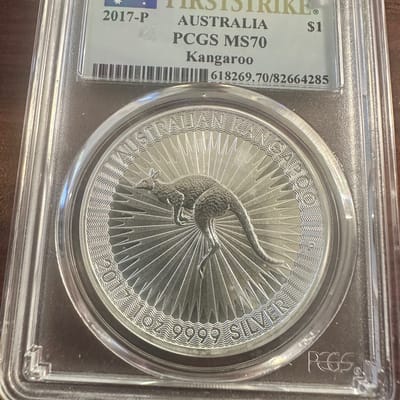 2017-P Australia Silver MS70 Kangaroo First Strike
