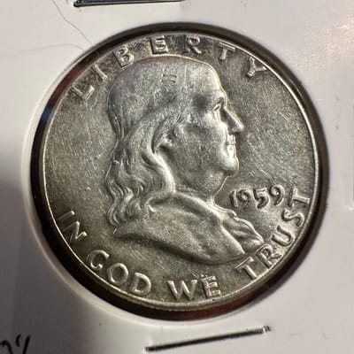 1959 Ben Franklin Half Dollar- Top Rim Toning - additional view