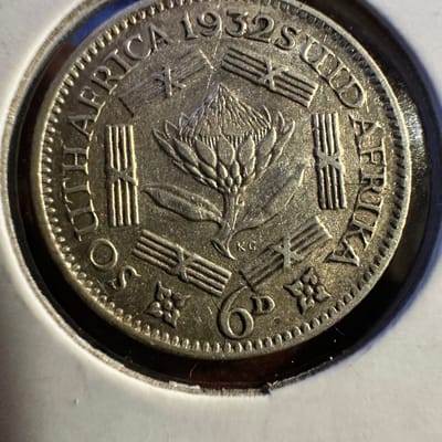 1932 South Africa 6 Pence .800 Silver - additional view