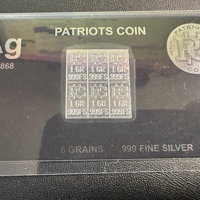 6 One Grain Pure Silver Bars .999 Fine Silver - additional view