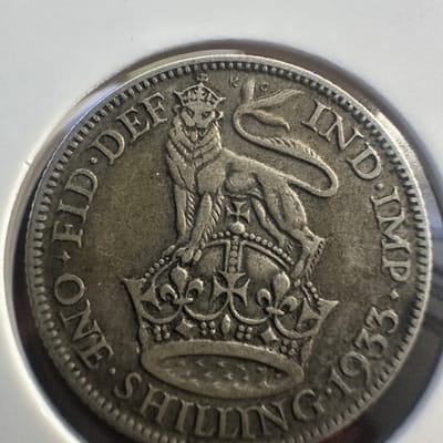 1933 Great Britain 1 Shilling 50% Silver - additional view