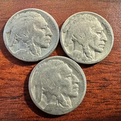 3x No Date Buffalo Nickels - additional view
