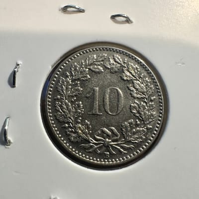 1938-B Swiss 10 Rappen. Semi-Key Date. Unc. - additional view