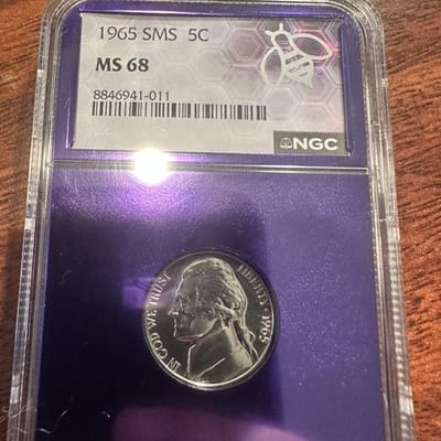 1965 SMS 5C MS 68 Jefferson Nickel TraderBea Slab