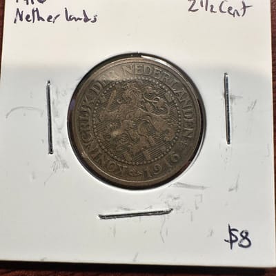 1916 Netherlands 2 1/2 Cents