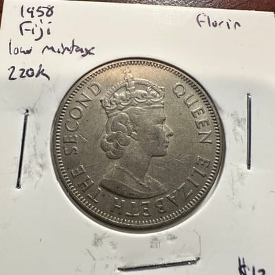 1958 Fiji Florin Low Mintage