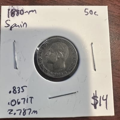 1880-M Centimos Alfonso XII Spain .835