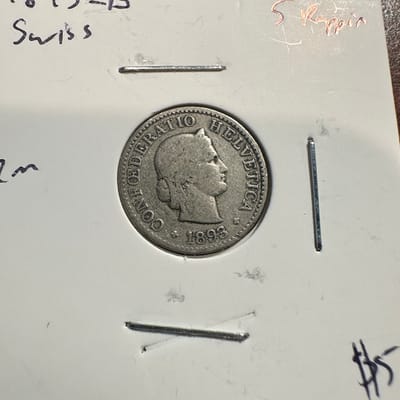 1893-B Swiss 5 Rappen