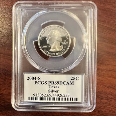 2004-S PCGS PR69DCAM Texas Silver 25c