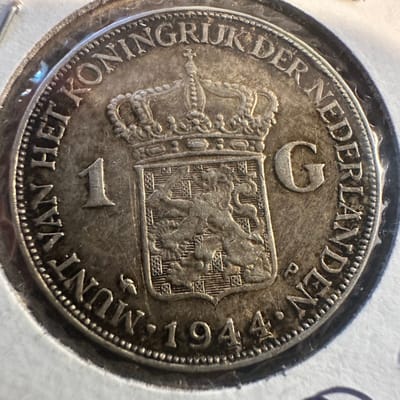 1944-P Netherlands 1 Gulden .720 Silver - additional view