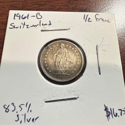 1961-B Switzerland 1/2 Franc Silver