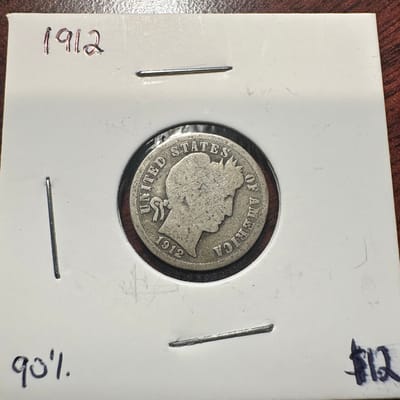 1912 Barber Dime 90% Silver