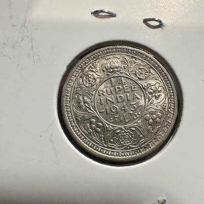 1943 British India 1/4 Rupees Silver - additional view