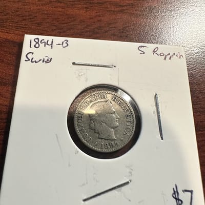1893-B Swiss 5 Rappen