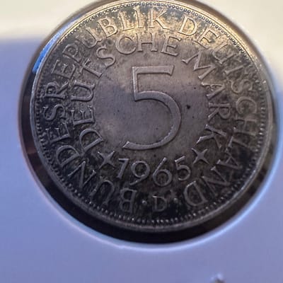 1965-D Germany 5 Deutsche Mark .625 Silver - additional view