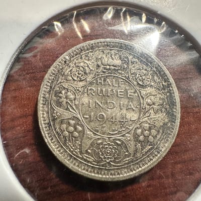 1944 1/2 Rupees British India Silver - additional view