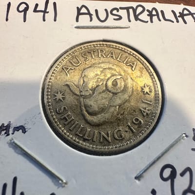 1941 Australia 1 Shilling .925 Silver Ram - additional view