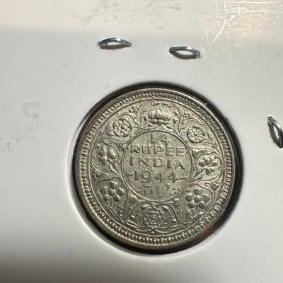 1944 British India 1/4 Rupees Silver - additional view