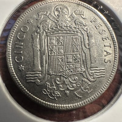 1949 Spain 5 Pesetas - additional view