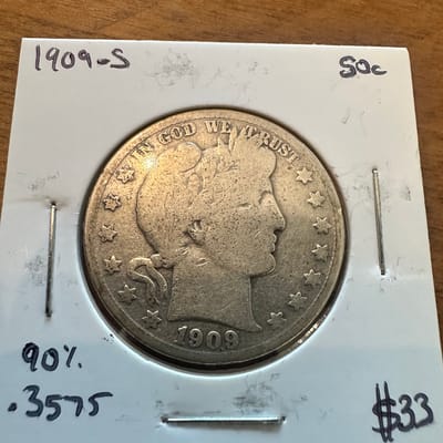 1909-S Barber Half Dollar .900