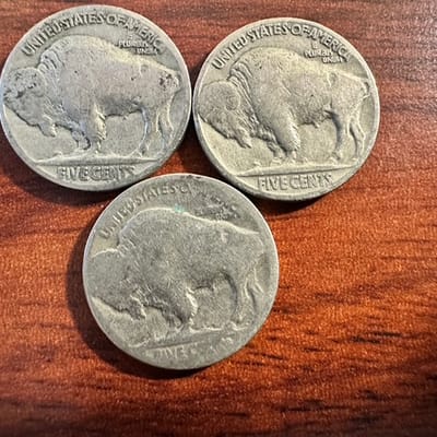 3x No Date Buffalo Nickels