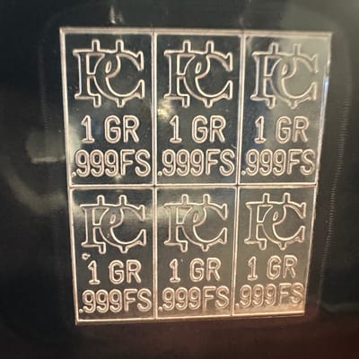 6 One Grain Pure Silver Bars .999 Fine Silver
