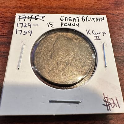 1729-1754 Great Britain 1/2 Penny