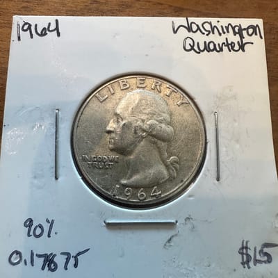 1964 Washington Silver Quarter .900 25C