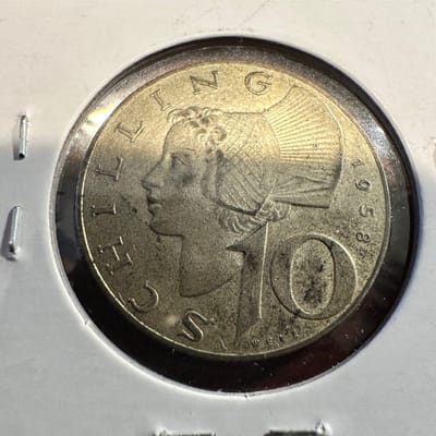 1958 Austria 10 Schilling .640 Silver
