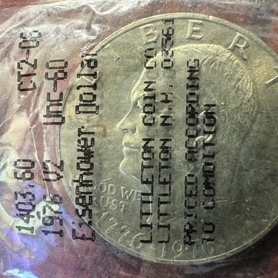 1976 V2 Unc-60 Eisenhower Dollar clad - additional view