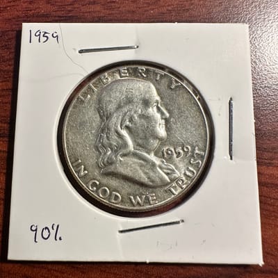 1959 Ben Franklin Half Dollar- Top Rim Toning