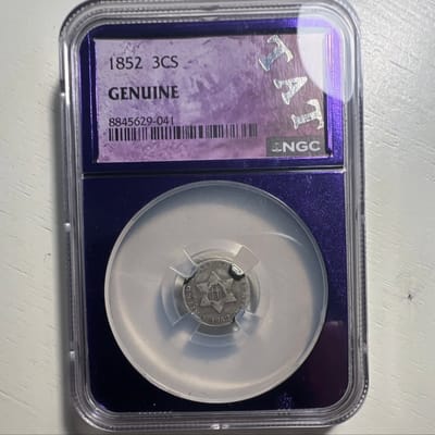 1852 3CS Three Cent Silver Coin NGC Genuine