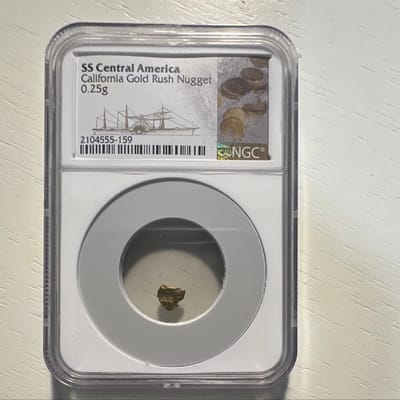 SS Central America Shipwreck Gold mi Nugget 0.25