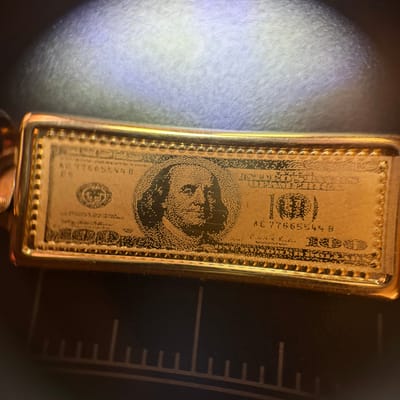18K Italian SOLID GOLD $100 Bill Pendant  Beautifu - additional view