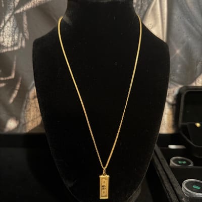 18K Italian Gold $100 Bill Pendant Necklace 4.03g - additional view