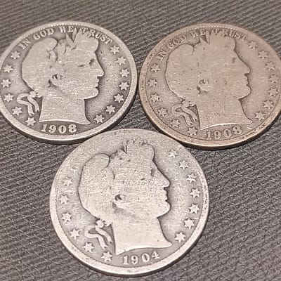 Below Spot!! 1908 D & O 1904 O Barber Half Dollars