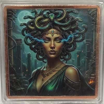 5 oz .999 Copper Square – Colorized Medusa