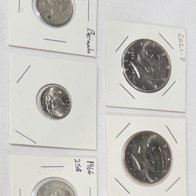 5-Coin Mixed Lot – 2021 Kennedy Halves&World Coins